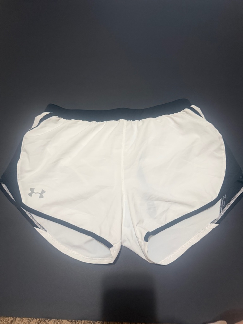 Under Armour White and Black Women’s Athletic Running Shorts